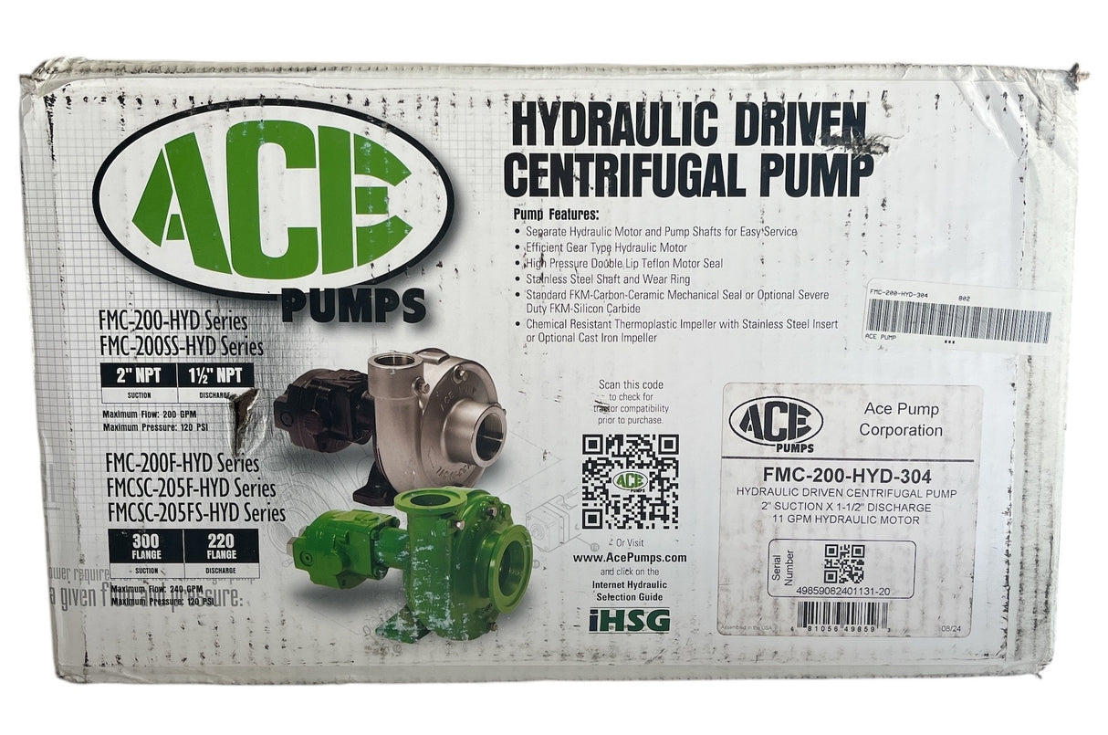 Ace Pumps Hydraulic Driven Centrifugal Cast Iron Pump - FMC-200-HYD-304