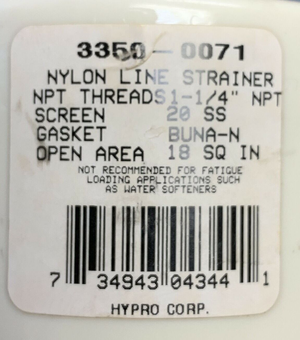 Hypro 1-1/4" Nylon Strainer 20 Mesh with Buna Gasket - 3350-0071