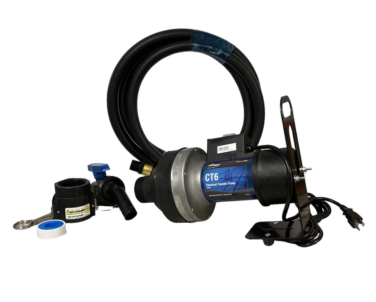 Flowserve 115 Volt CT6 Viton Pump with Hose, Valve, Spout and Bracket, 2" QC - CT6-4V5BA-006