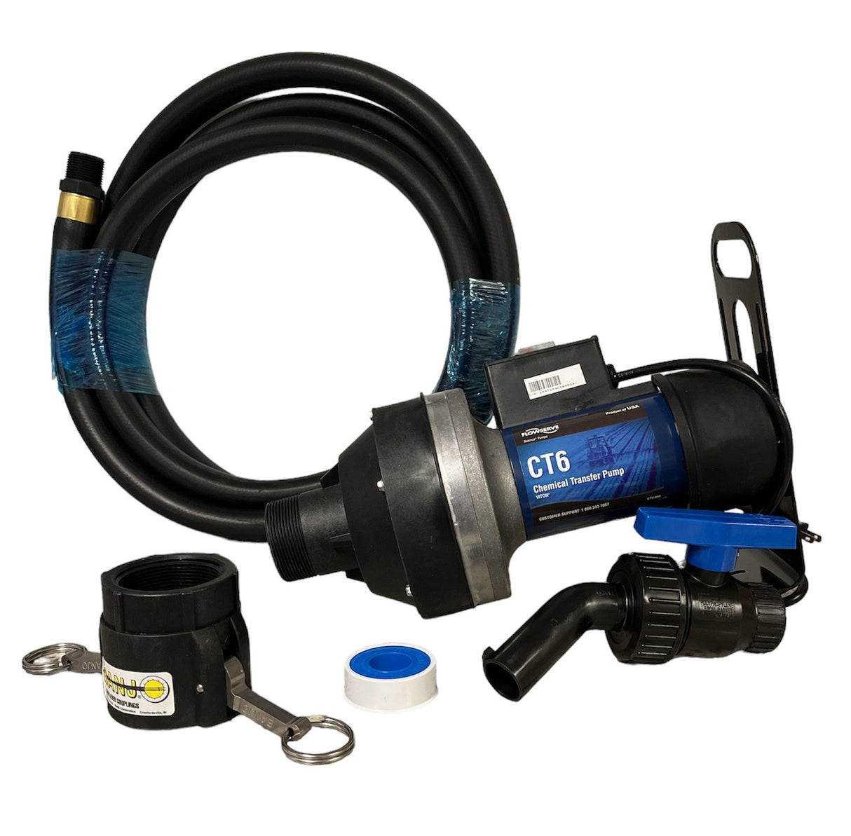 Flowserve 115 Volt CT6 Viton Pump with Hose, Valve, Spout and Bracket, 2" QC - CT6-4V5BA-006