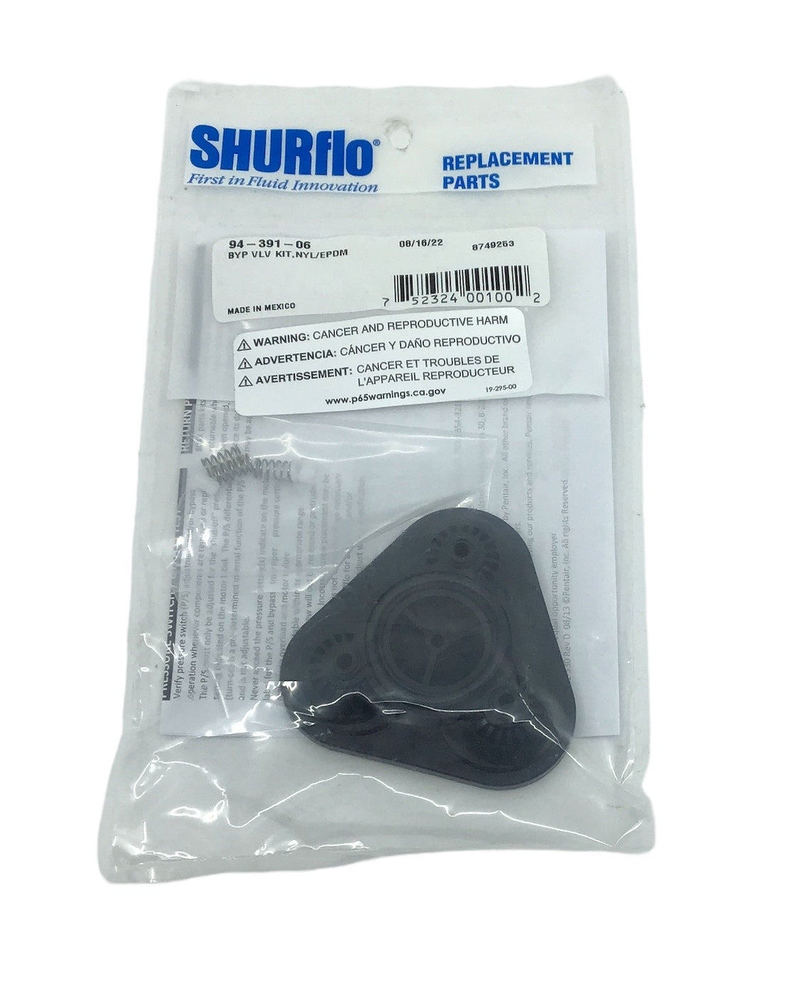 Shurflo Pump 8000 Series Valve Kit EPDM with Bypass - 94-391-06