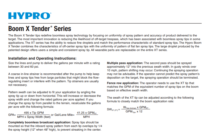Hypro X Tender Boomless Green Nozzle Part Kit - XT010-GIOKIT