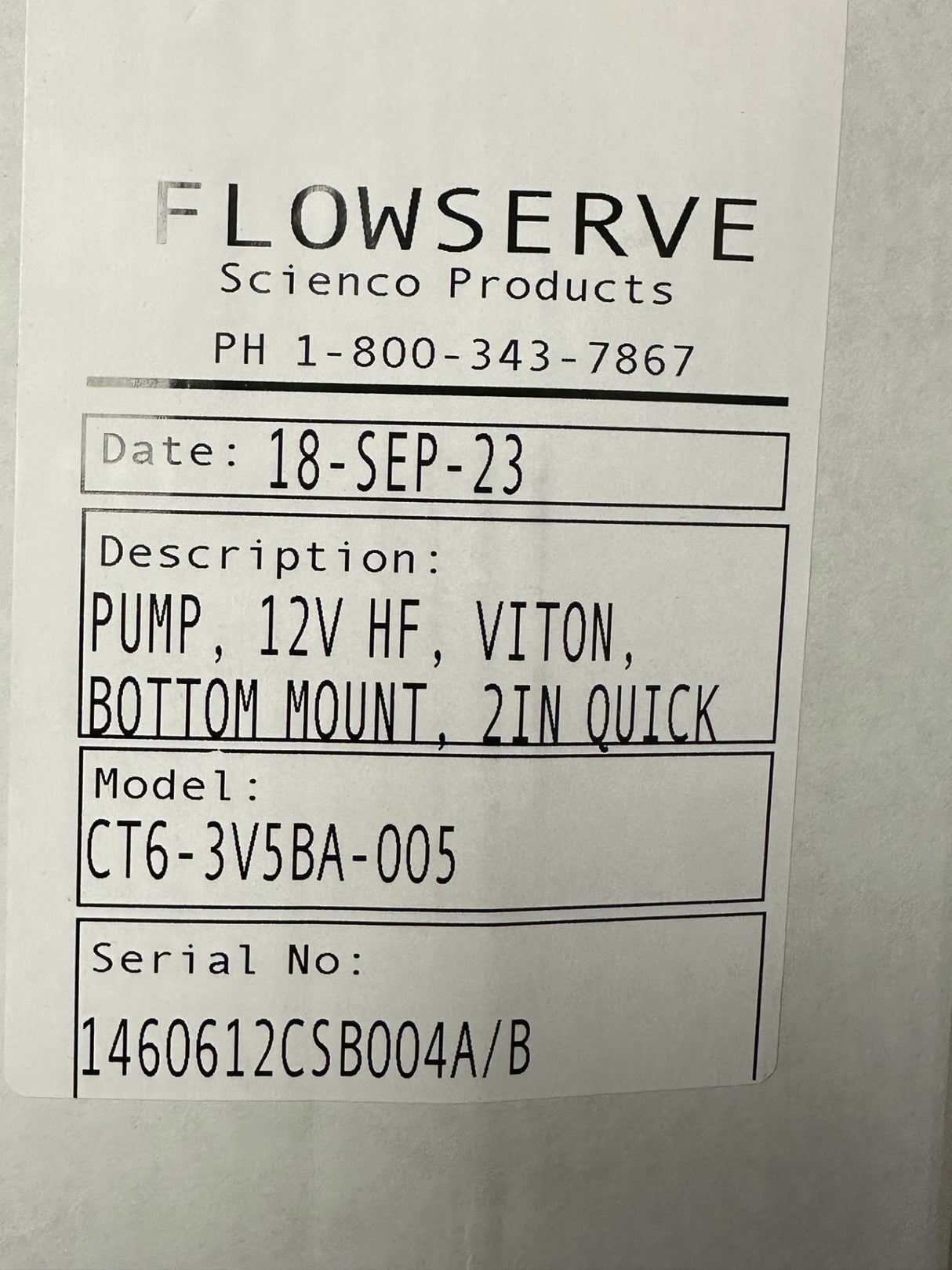 Flowserve CT6 12V High Flow Viton Pump With Hose, Bracket, Valve, 2" QC - CT6-3V5BA-005