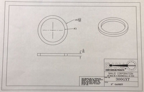 Banjo 3 Inch EPDM Extra Thick Gasket for Cam Lever Couplers - 300GXT