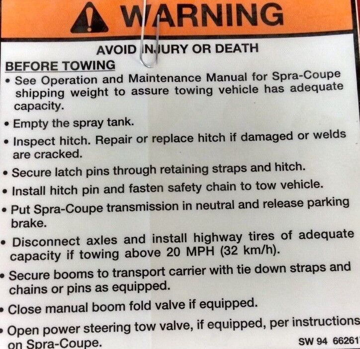 Spra-Coupe Warning Decal - 6626170