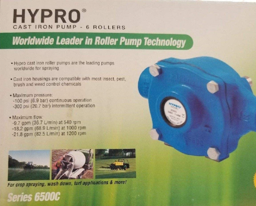 Hypro 6-Roller Cast Iron Pump, 22 GPM, 3/4" FPT Ports, 5/8" Shaft - 6500C