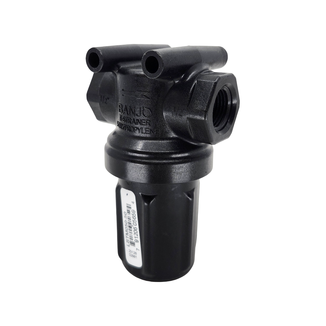 Banjo Mini T Strainer with 50 Mesh Screen & Black Bowl 1/2" X 1/2" - LSTM050-50