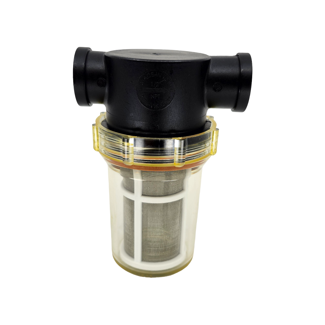 TerreMax Mini T Strainer with Clear Bowl & 80 Mesh Screen 1/2" - LSTM05080C