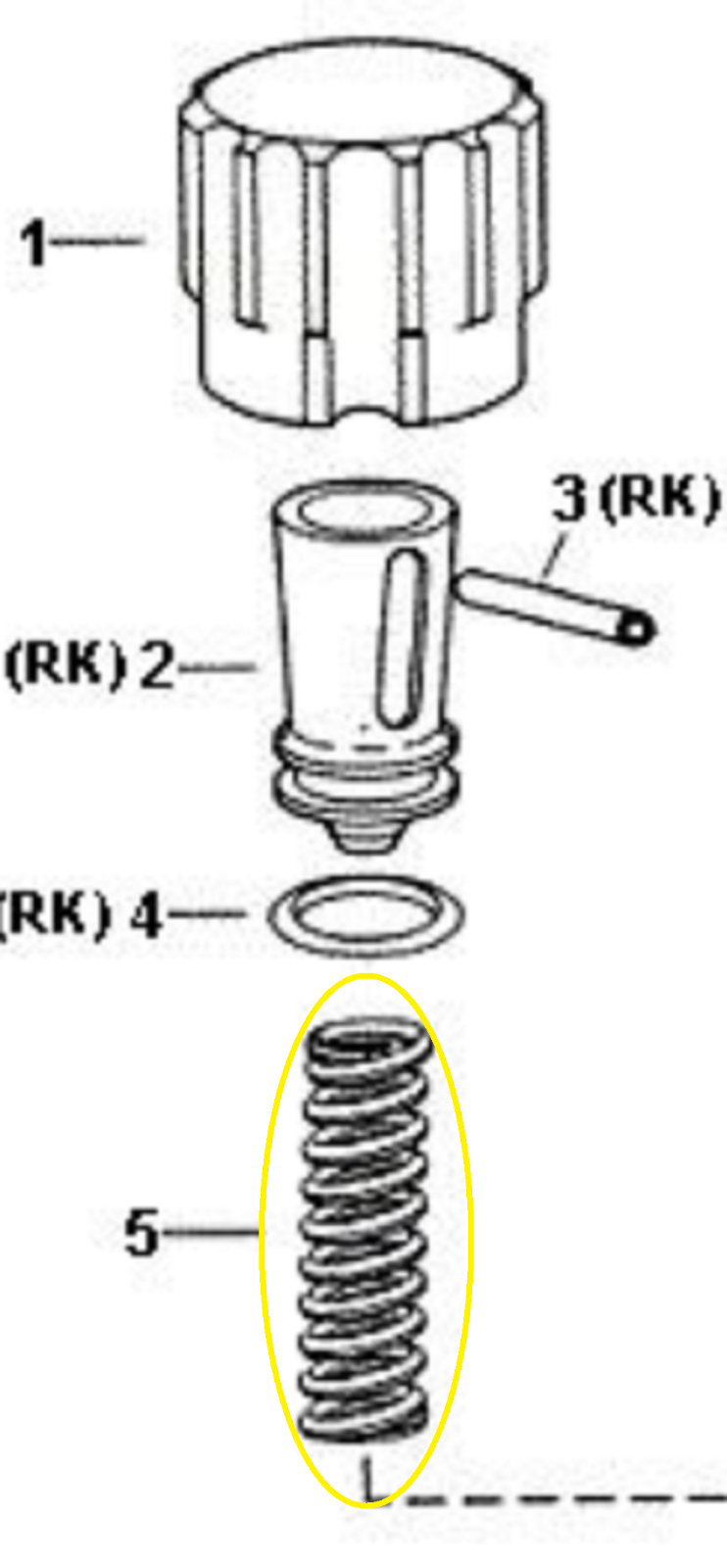 TeeJet Stainless Steel Spring, 23120A Pressure Relief, Valve 60# - CP48792-302SS
