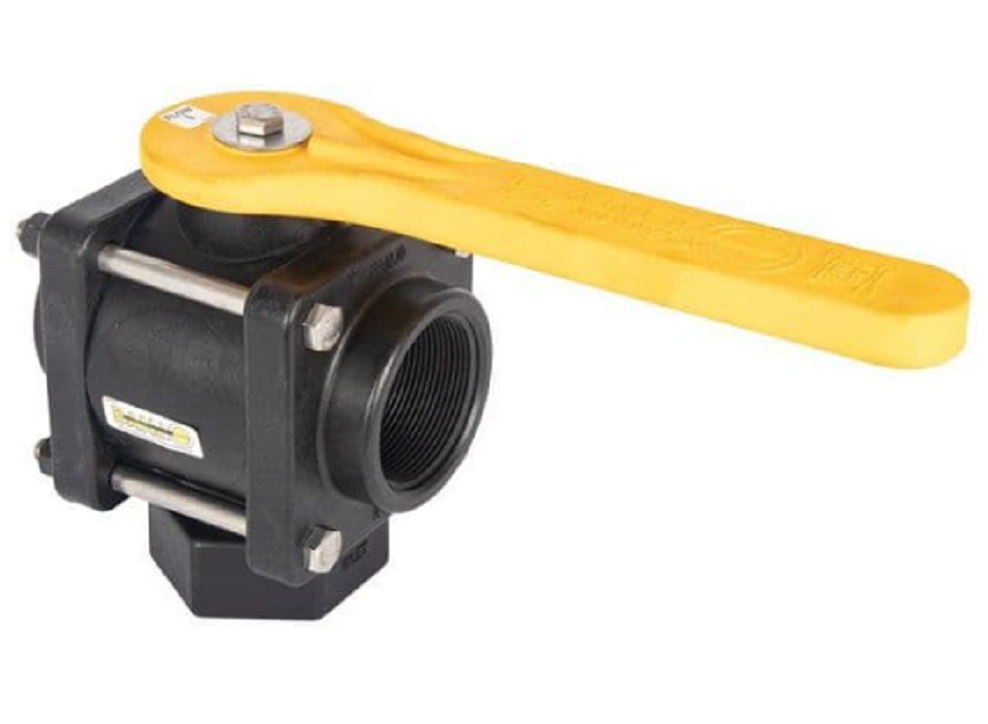 Banjo 2 Inch FPT Full Port Poly 3-Way Bottom Load Ball Valve - V200BL