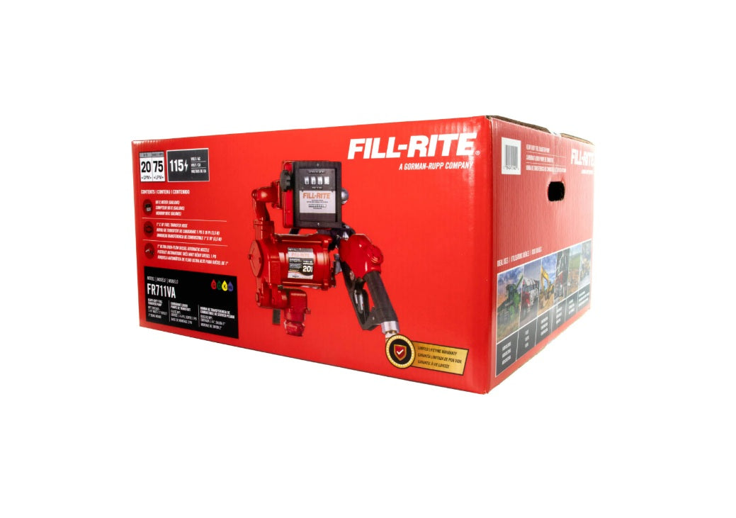 Fill Rite 20 GPM 115 Volt Cast Iron Fuel Transfer Pump With Meter, Hose, And 1" Nozzle - FR711VA