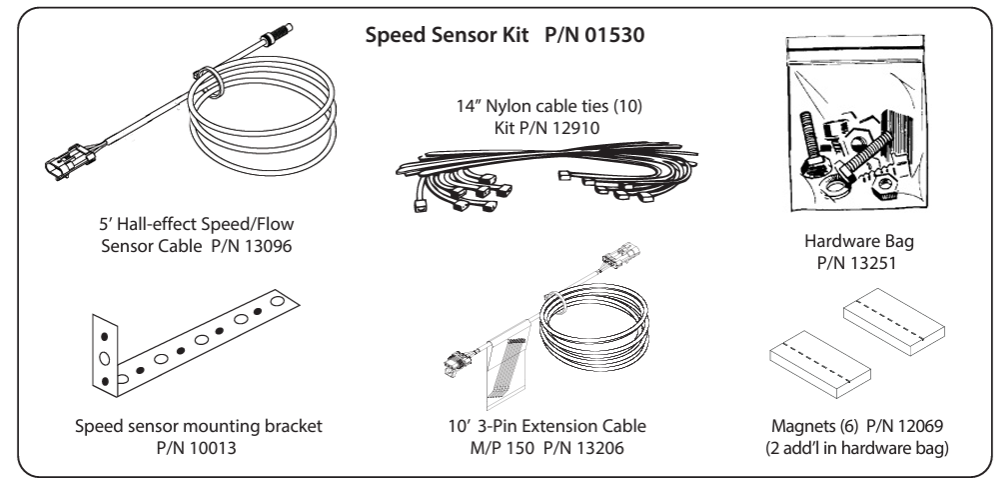Micro-Trak Magnetic Wheel Speed Sensor Kit With 10' Extension Cable - 01530