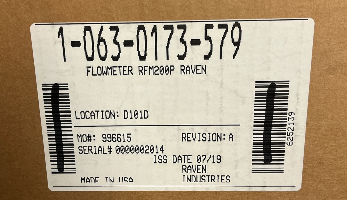 Raven 3 inch Poly RFM200P Flowmeter 15-200 GPM, M300 Manifold Connection - 063-0173-579