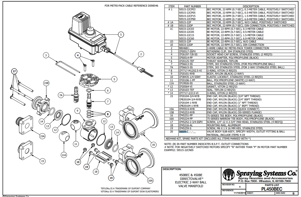 TeeJet Flange Wide Valve Body Sub/ASB For 450 Series DirectoValve - 56609-2-F