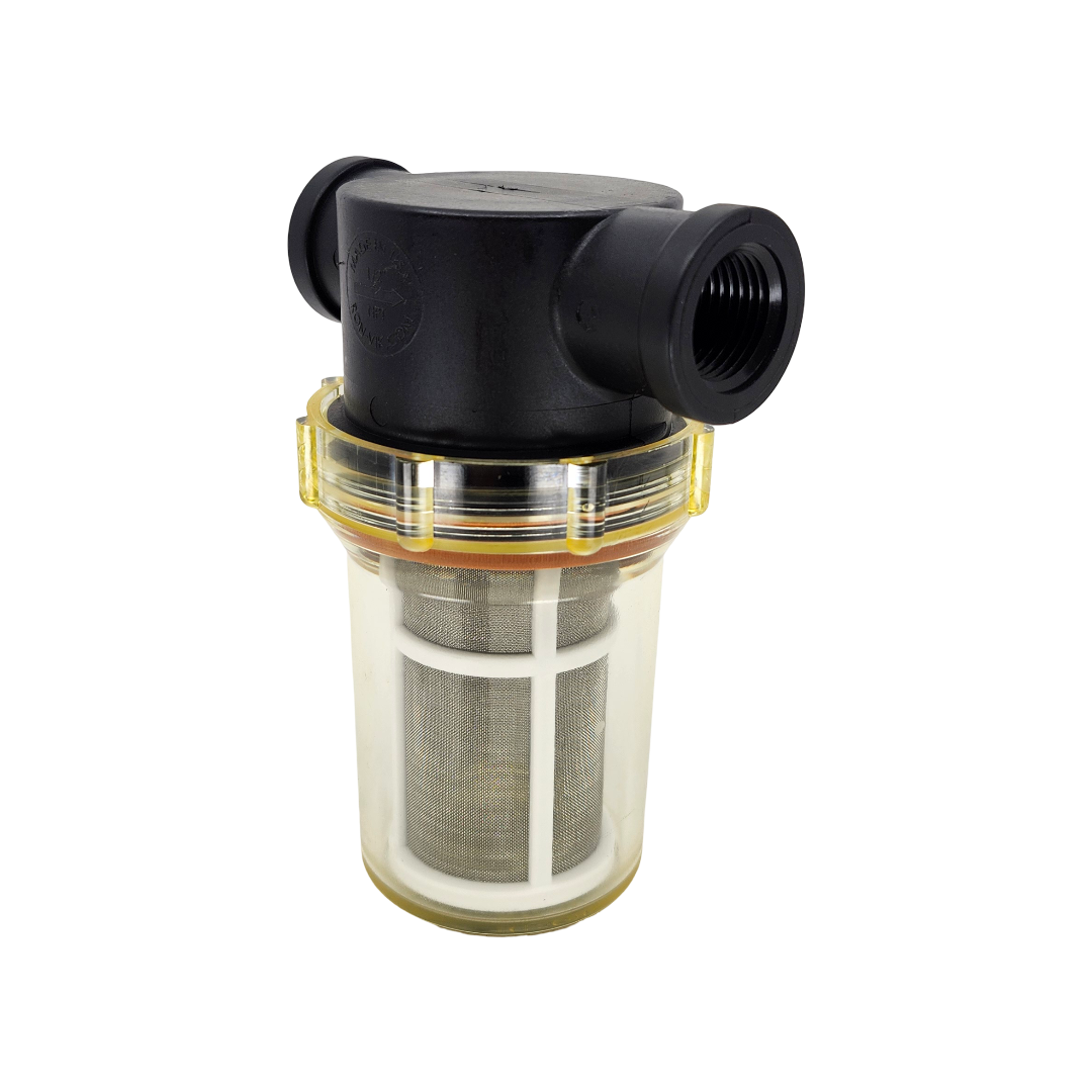 TerreMax Mini T Strainer with Clear Bowl & 80 Mesh Screen 1/2" - LSTM05080C