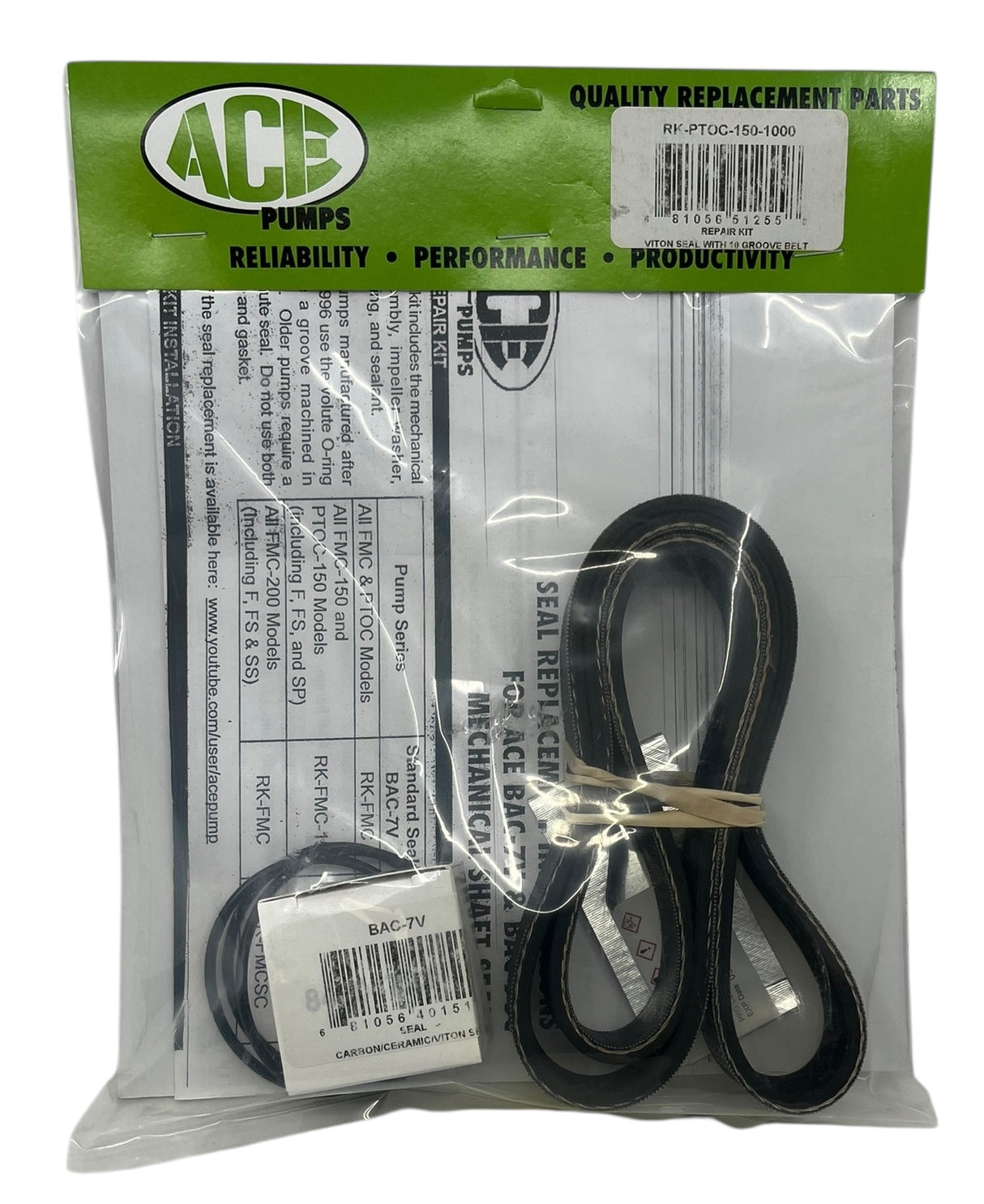 Ace Pumps Repair Kit for Belt Driven Centrifugal PTOC-150-1000 Series Pump -
