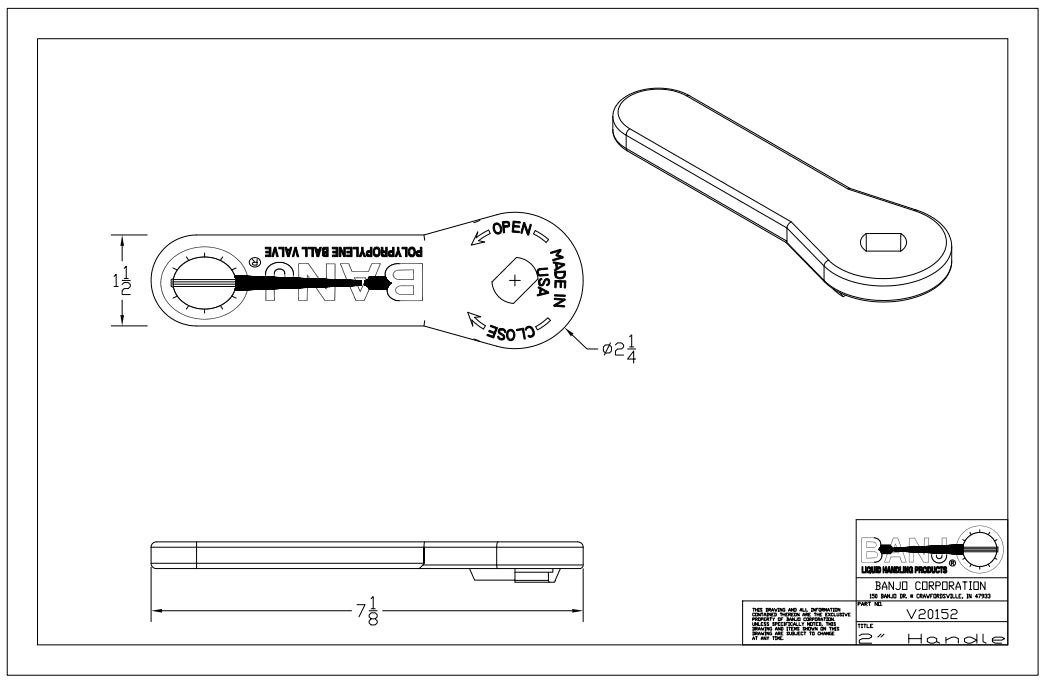 Banjo Replacement Angled Valve Handle for 1-1/2" and 2" Valves - V20152