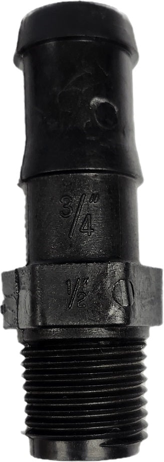 Banjo Polypropylene Hose Barb Fitting 1/2" Male Thread X 3/4" Hose Barb - HB050-075