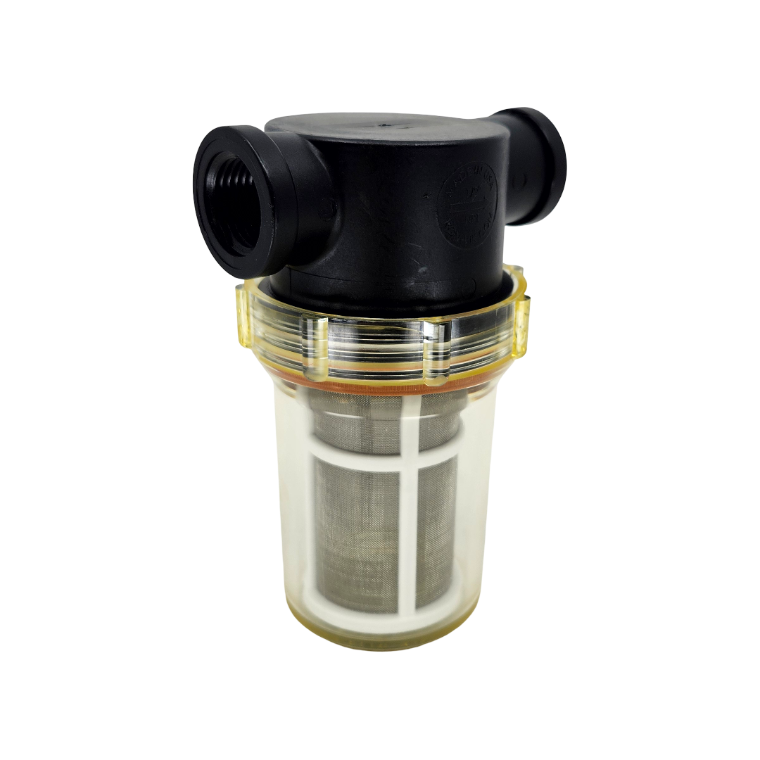 TerreMax Mini T Strainer with Clear Bowl & 80 Mesh Screen 1/2" - LSTM05080C