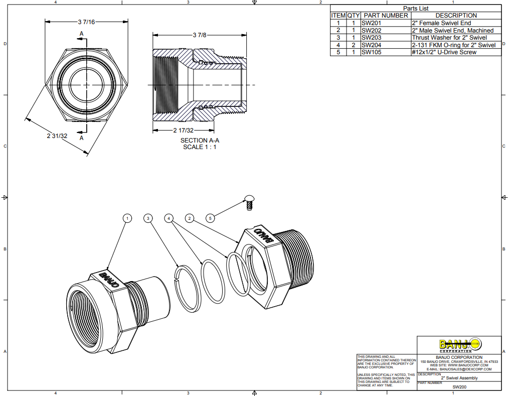 Banjo Poly Pipe Swivel 2" NPT - SW200