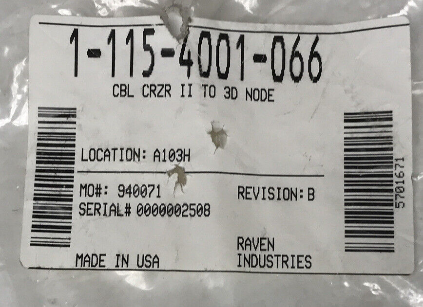 Raven Cruizer II to 3D Node Chassis Interface Cable - 115-4001-066