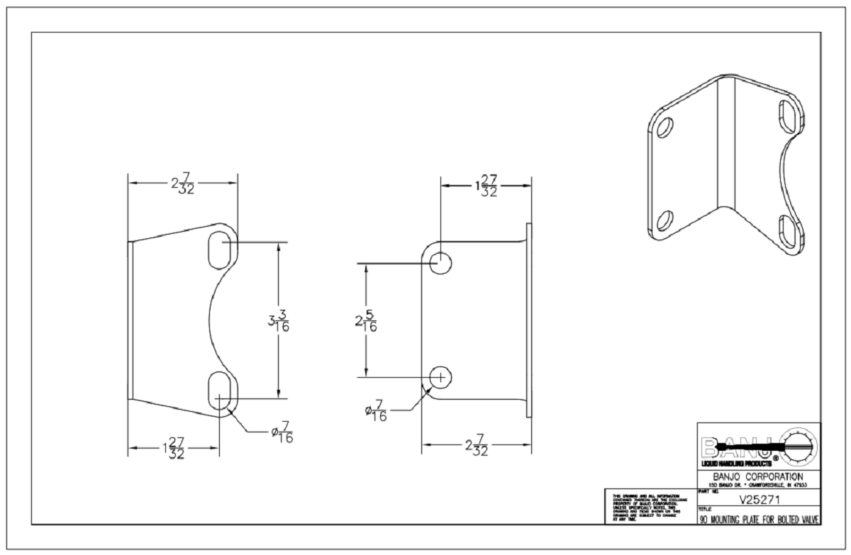 Banjo 90 Degree Stainless Steel Mounting Bracket for Mounted Valves - V25271