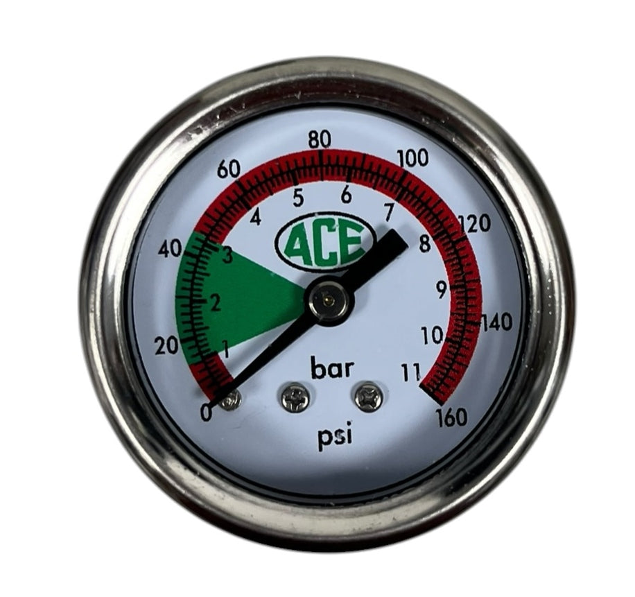 Ace Pumps Pressure Gauge 1.5 Inch Dial 0-160 PSI 1/4 Inch Back Mount With Adapter - 50150