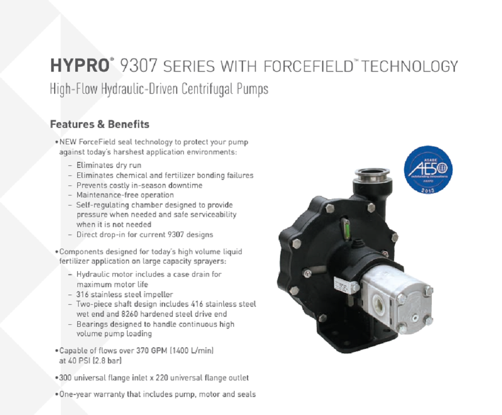 Hypro Cast Iron Hydraulically Driven Centrifugal Pump, 370 GPM - 9307CWS-GM12