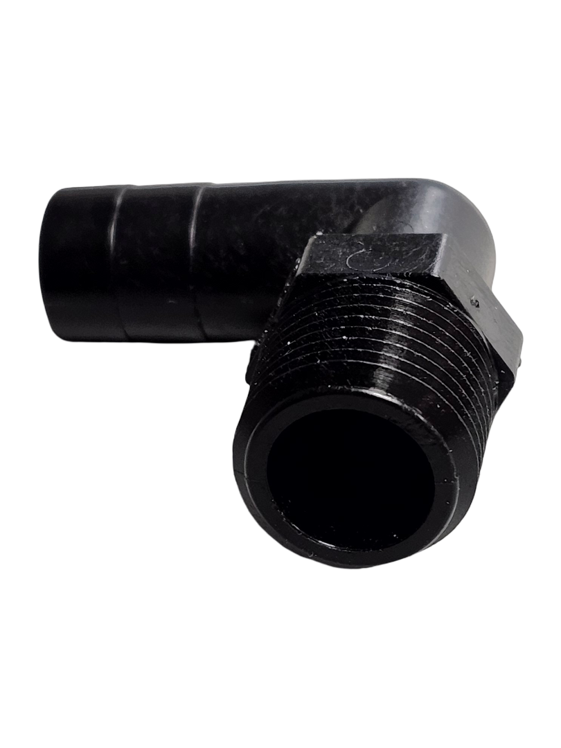 Banjo 90 Degree Hose Fitting 3/8" Male Thread X 3/8" Hose Barb - HB038/050-90
