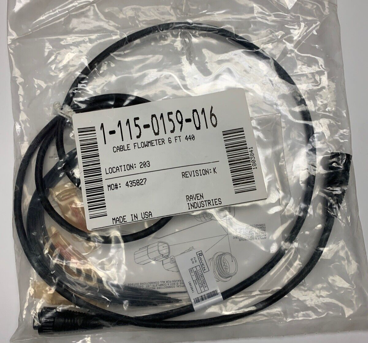 Raven 6 Foot Flowmeter Extension Cable - 115-0159-016