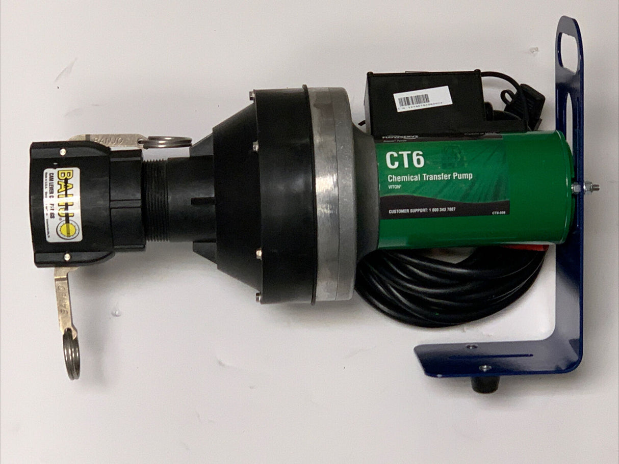 FlowServe 12 Volt CT6 Viton Chemical Pump With Hose, Valve, Spout, Bracket, 2"QC - CT6-1V5BA-005