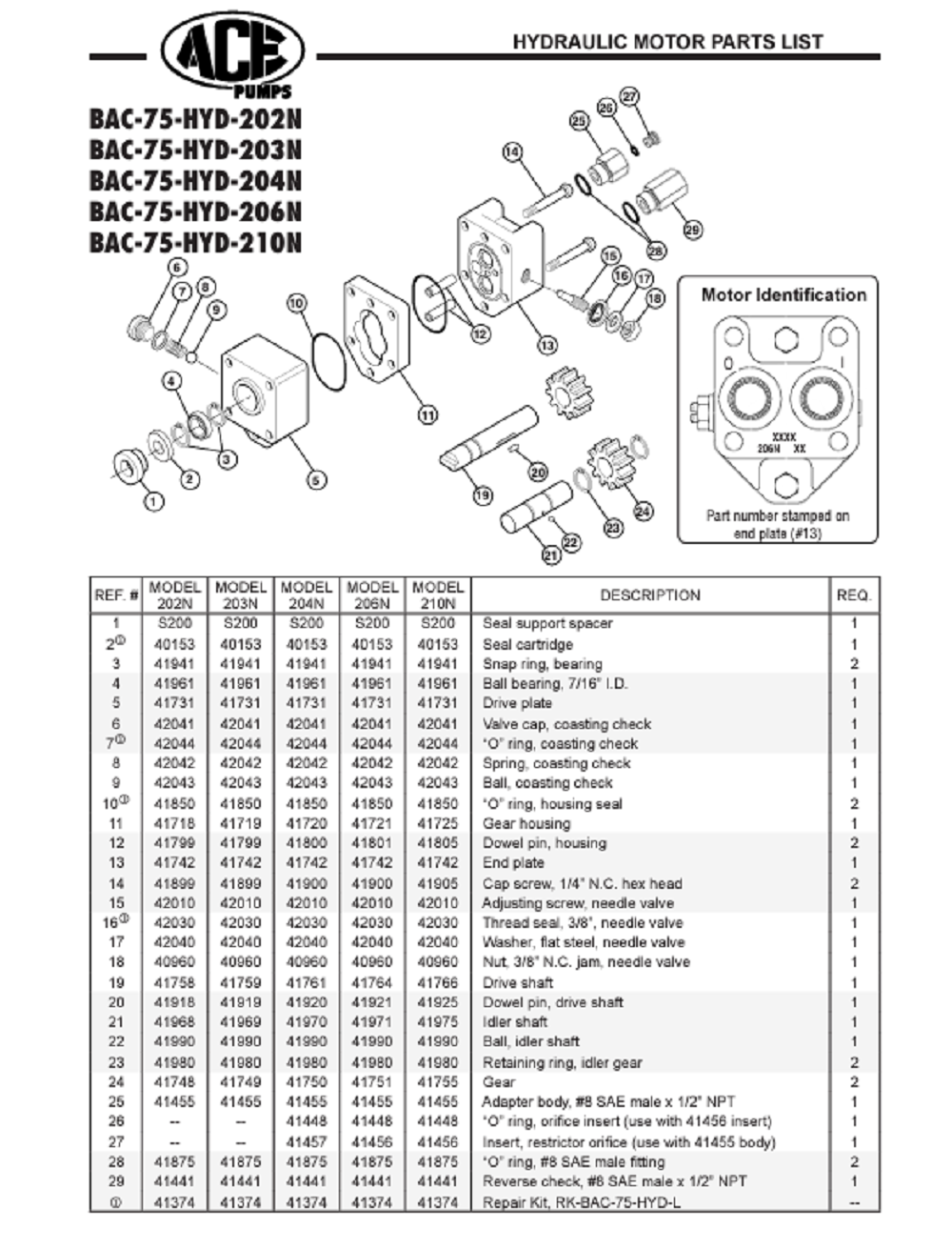 Ace Pumps Flat Steel Washer For 3/8" Needle Valve (200 Series Motor) - 42040