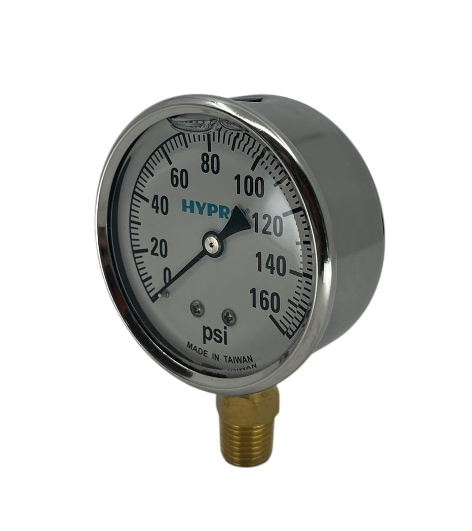 Hypro Glycerin Filled Pressure Gauge 2-1/2" Face 1/4" LM Stem, 0-160 PSI - GG160