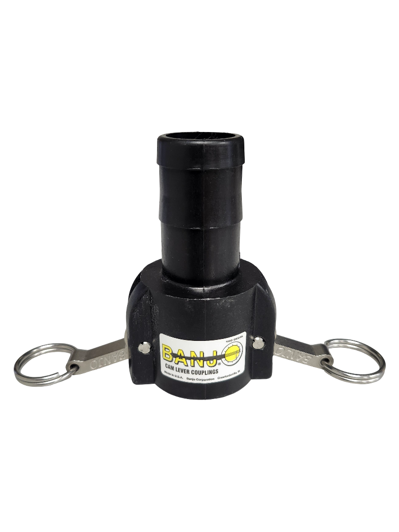 Banjo 1" Female Camlock Coupler x 1-1/4" Hose Barb, Polypropylene - 125C