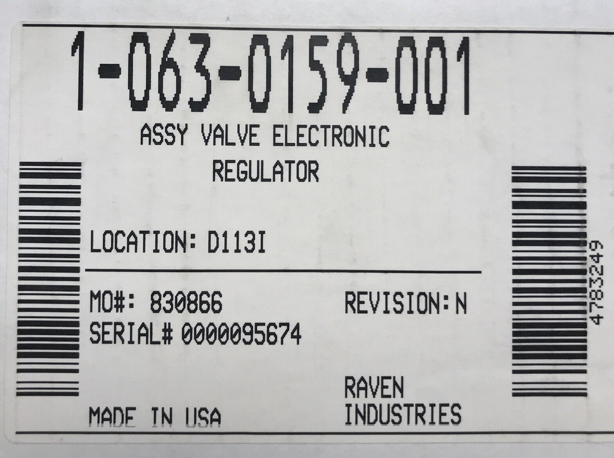 Raven Poly Electronic Regulator Valve Assembly 3/4" - 360 Degree - 063-0159-001