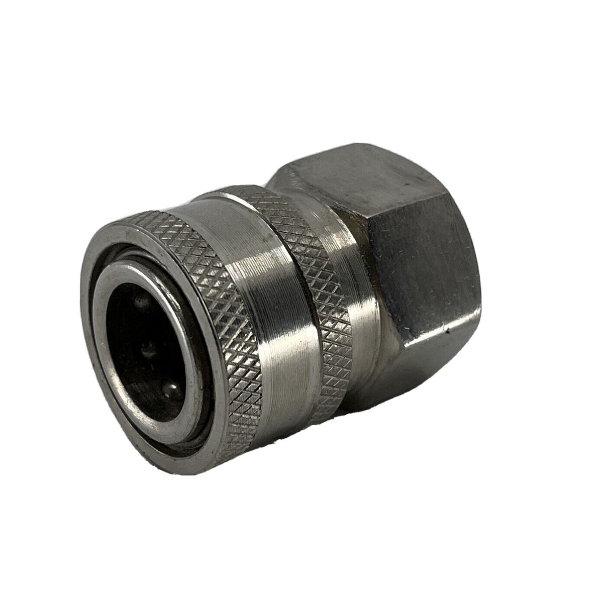 Acoplamiento rápido de acero inoxidable JE Adams de 3/8" FPT - 7243P