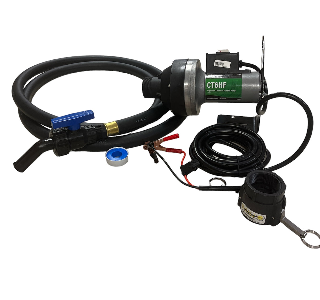 Flowserve CT6 12V High Flow Viton Pump With Hose, Bracket, Valve, 2" QC - CT6-3V5BA-005