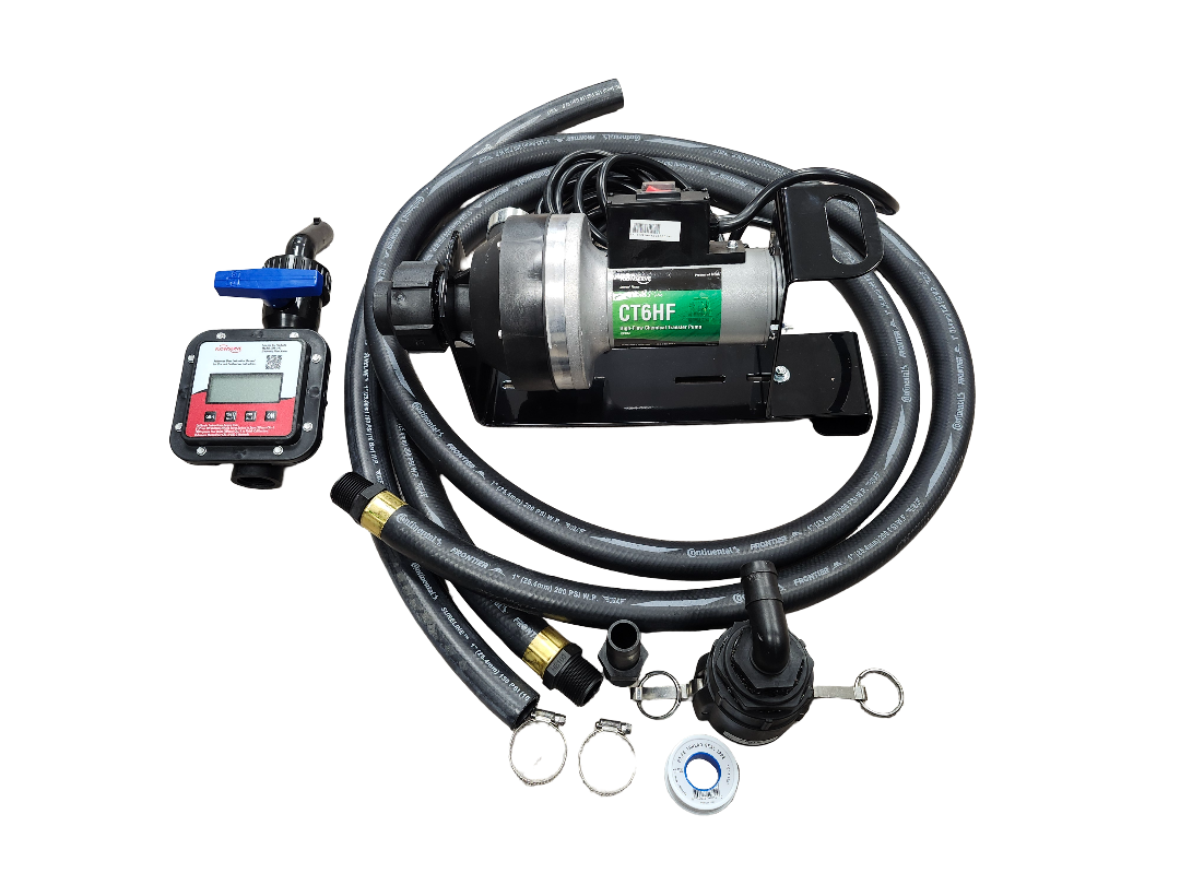 Flowserve CT6 12 Volt EDPM High Flow Pump Kit W/ Meter for Caged IBC Tanks - CT6-3E5GA-000