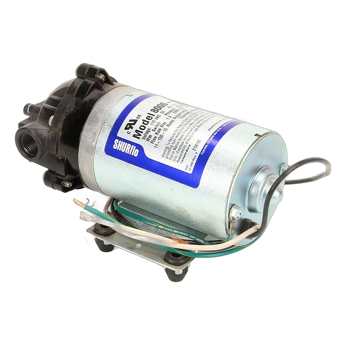 Shurflo Pressure Switch Diaphragm Pump 115V Max 1.3 GPM 100 PSI - 8000-812-288