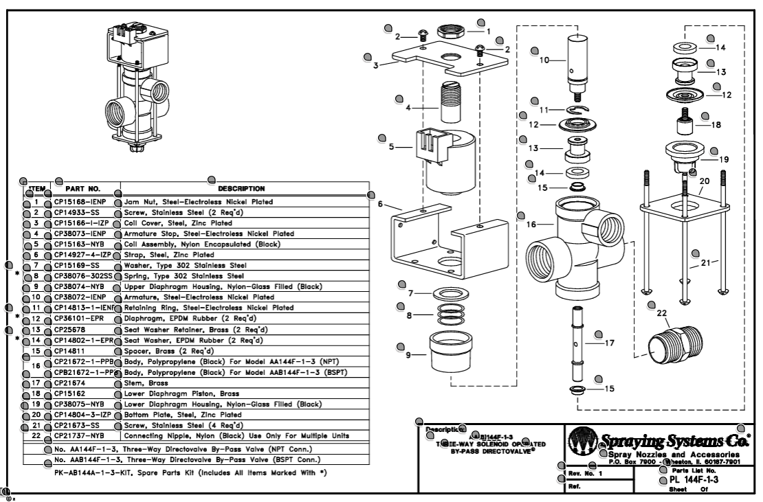 TeeJet Iron Armature Stop For AA144F-1-3 and AA144A-1-3 - CP38073-IENP