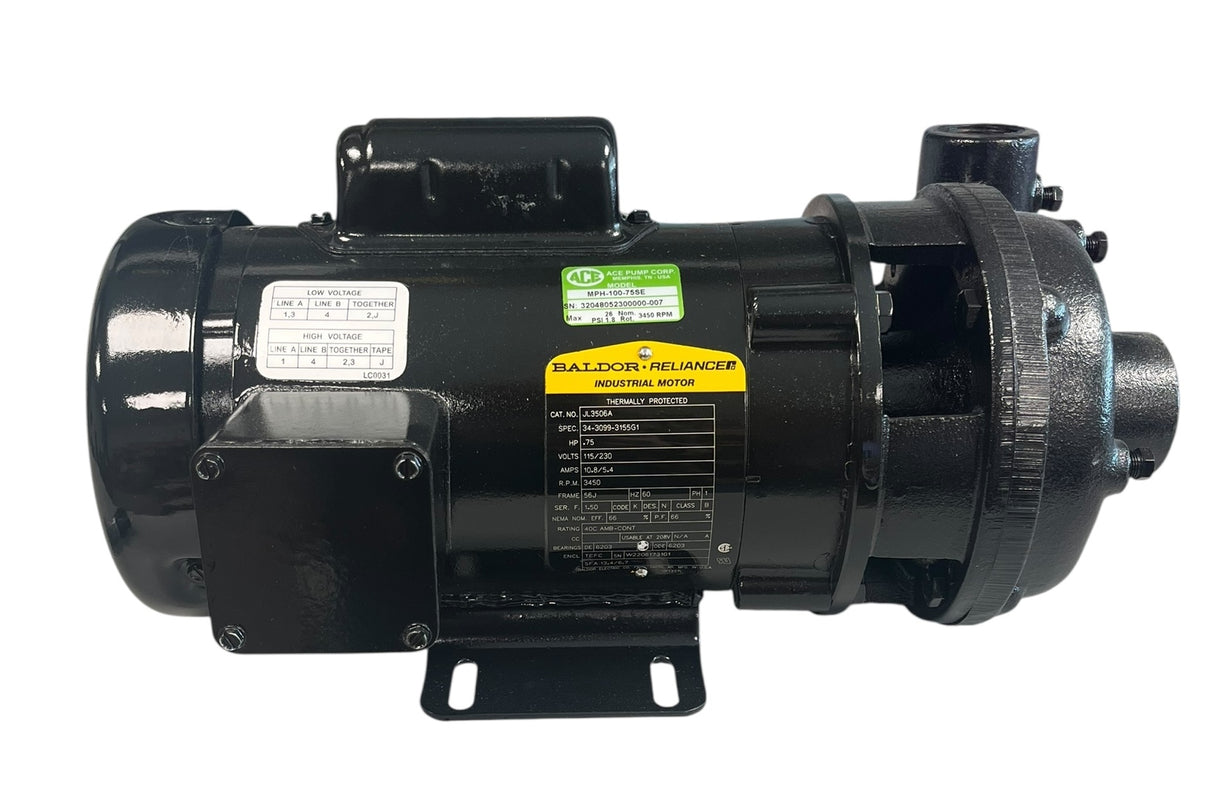 Ace Pumps Electric Driven Centrifugal Pump 1-1/4" Suction X 1" Discharge, 3/4 HP - MPH-100-75SE
