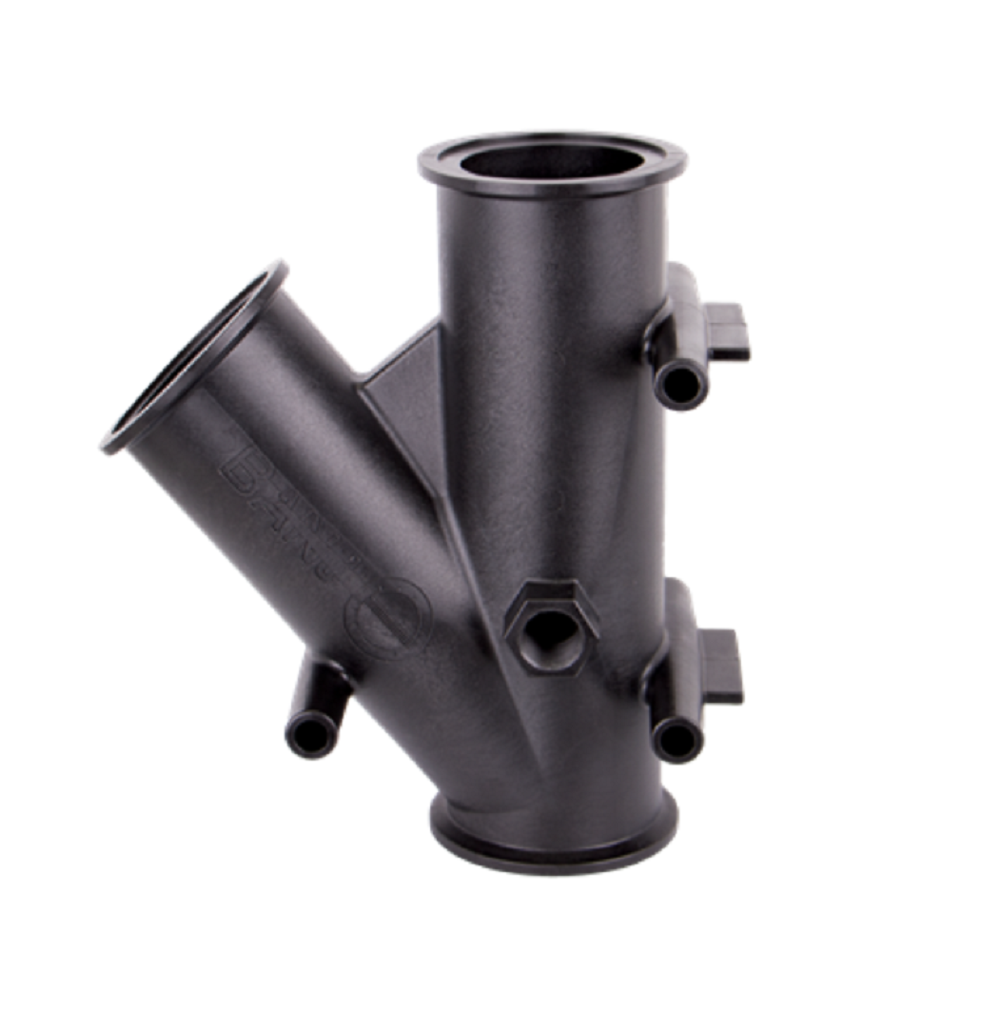 Banjo 3 Inch Full Port 45° Y Flange With 3/4" Gauge Port Manifold Flange - M300YG45