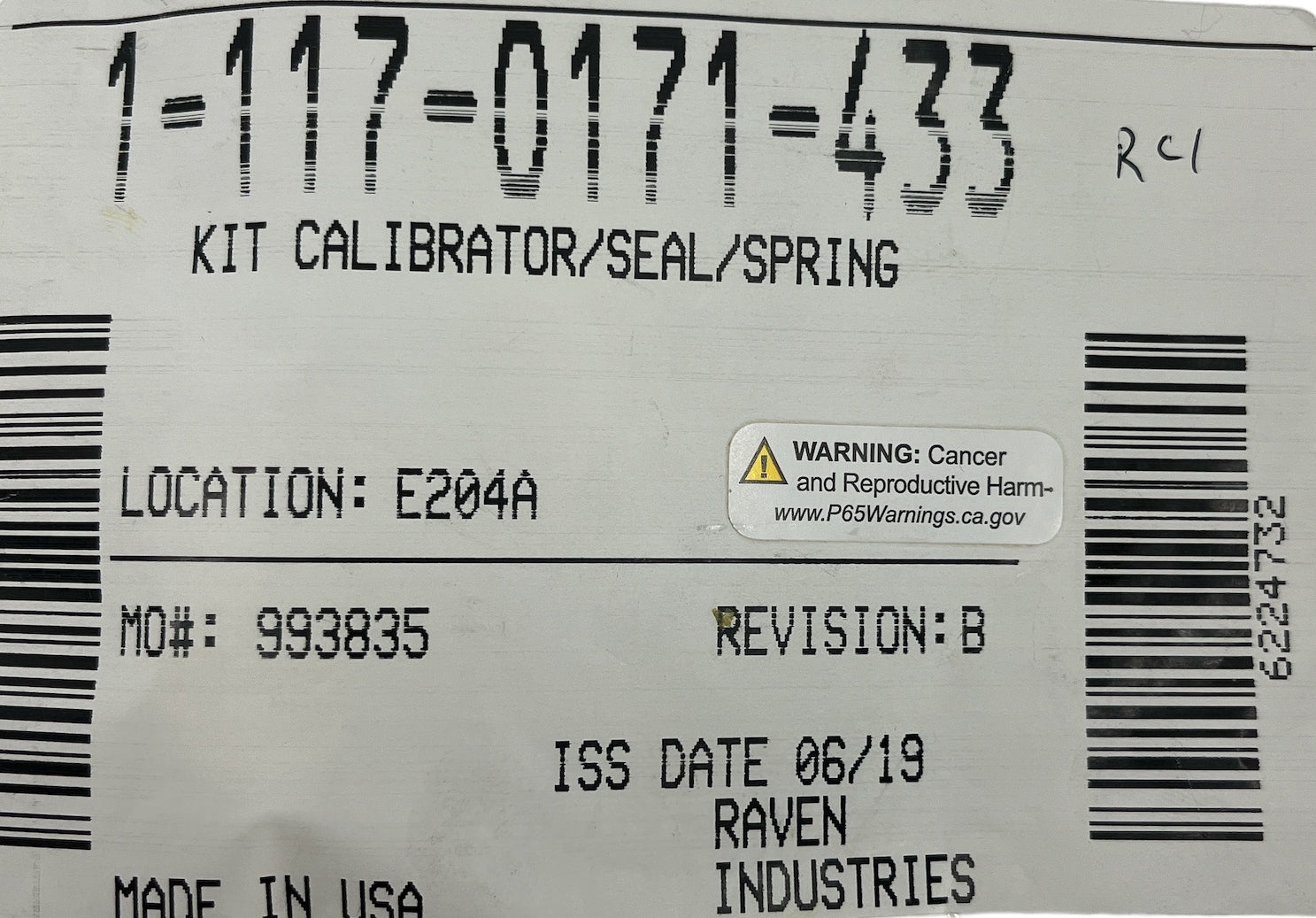 Raven Sidekick Pro Injection Pump Calibrator, Seal & Spring Kit - 117-0171-433