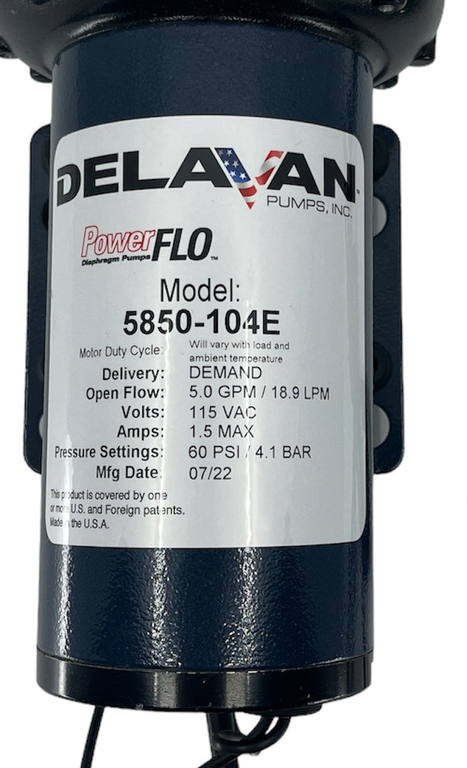 Delavan PowerFlo Self Priming Diaph Pump, 5 GPM, 115 Volt, 1/2" FPT - 5850-104E