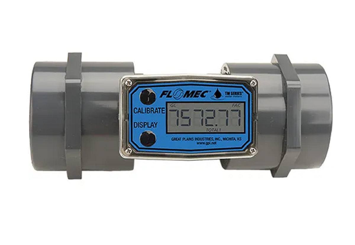 FLOMEC Turbine Flow Meter 2 Inch NPT PVC, 20-200 GPM (76-760 LPM) - TM20NQ9GMB