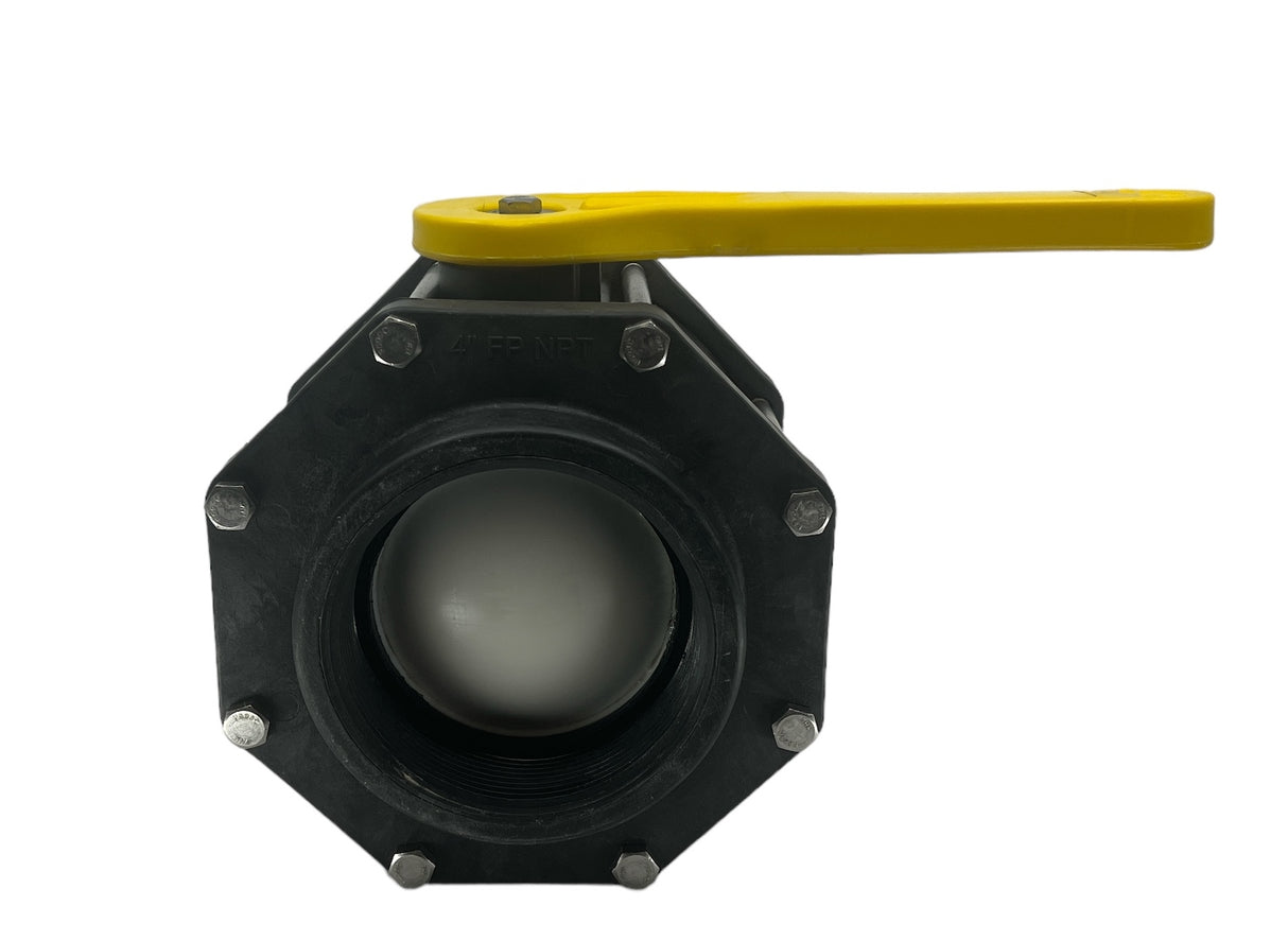 TerreMax Full Port Polypropylene Ball Valve 4" FPT, Max PSI 100 6 Bolt - V400FPY