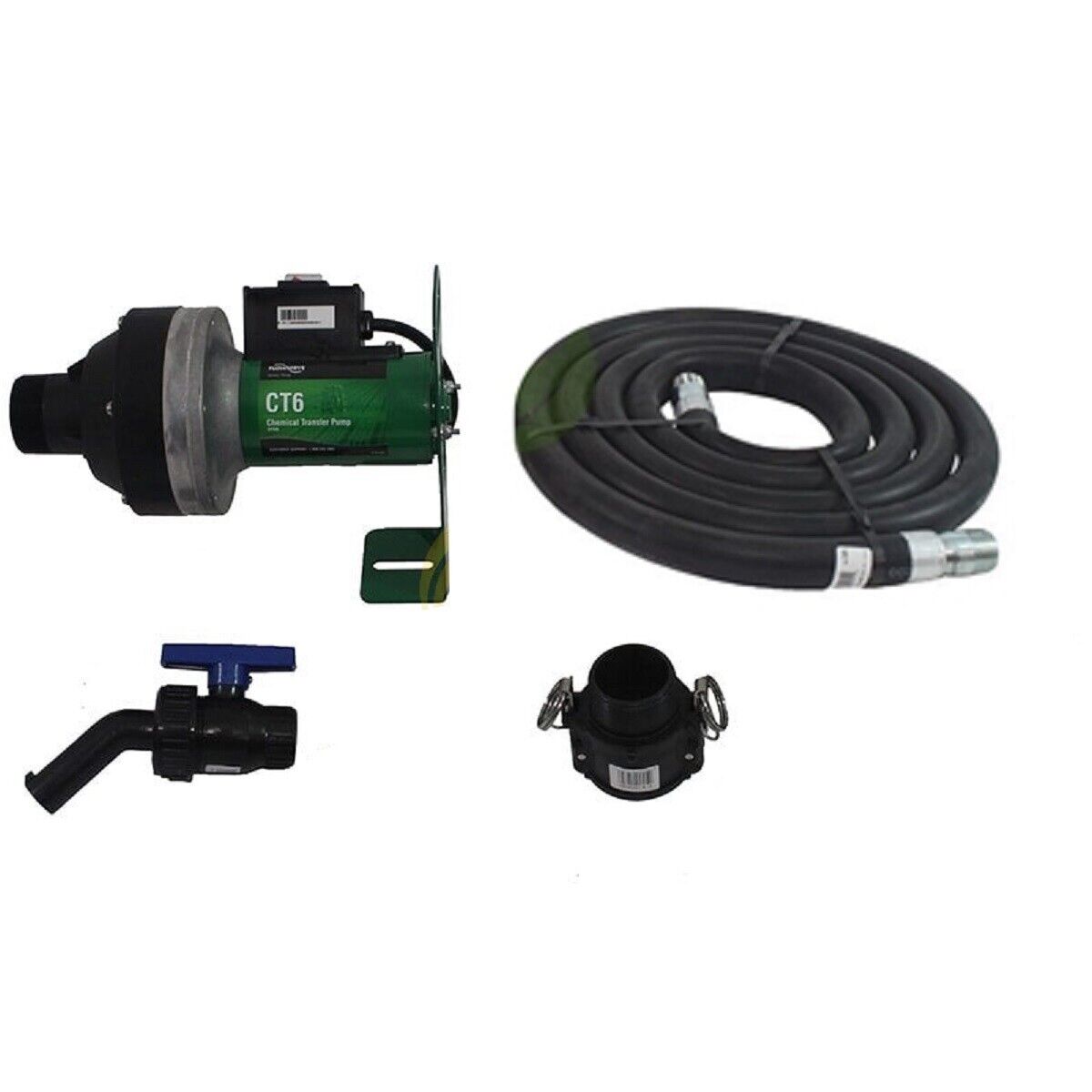 FlowServe 12 Volt CT6 Viton Chemical Pump With Hose, Valve, Spout, Bracket, 2"QC - CT6-1V5BA-005