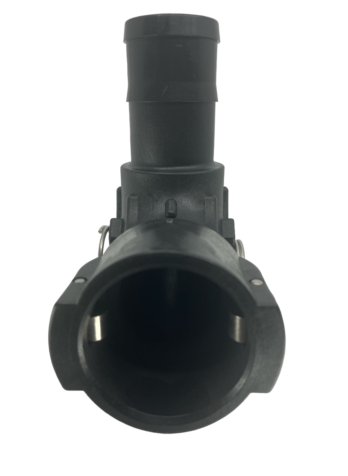 TerreMax Poly Camlock 2 inch Female Coupler x 2 inch Hose Barb Sweep - 200CSWP90