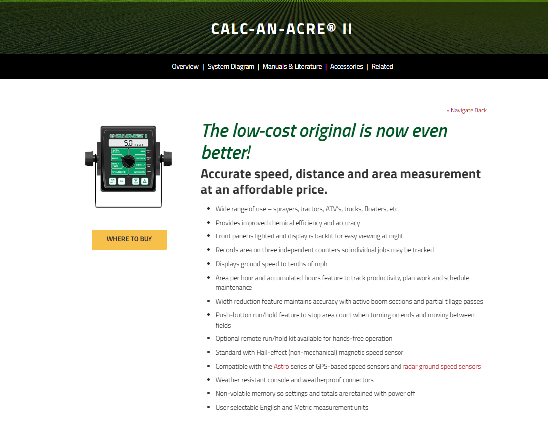 Micro-Trak Calc-An-Acre II With Speed Sensor Kit - 01000