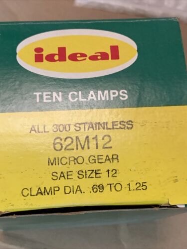 Ideal Micro Stainless Steel Clamps SAE #12, .69"-1.25" Diameter, 10 Pack - 62M12